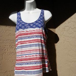 Lucky Brand cotton beaded cotton tank Red, White, Blue